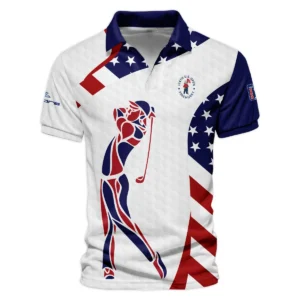 124th U.S. Open Pinehurst Cobra Golf  Blue Red Golf Pattern White Flag Style Classic, Short Sleeve Round Neck Polo Shirt