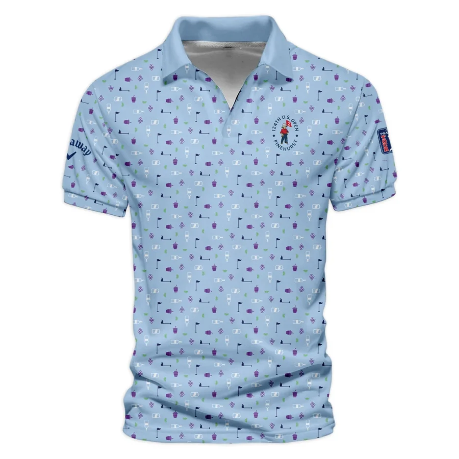 124th U.S. Open Pinehurst Callaway Golf Icons Pattern Light Blue Vneck Polo Shirt Style Classic