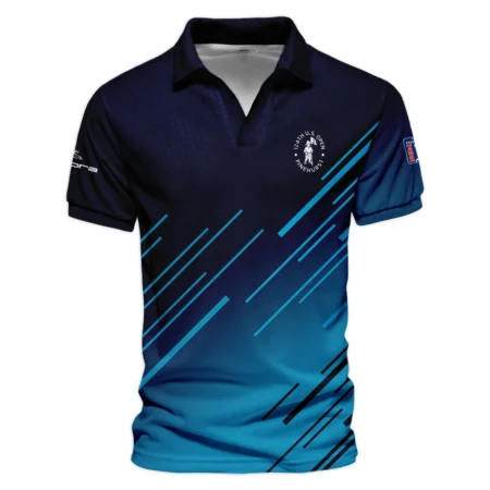 124th U.S. Open Pinehurst Cobra Golf  Dark Blue Line Pattern Vneck Polo Shirt Style Classic