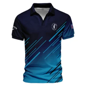 124th U.S. Open Pinehurst Callaway Dark Blue Line Pattern Style Classic, Short Sleeve Round Neck Polo Shirt