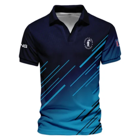 124th U.S. Open Pinehurst Ping Dark Blue Line Pattern Vneck Polo Shirt Style Classic