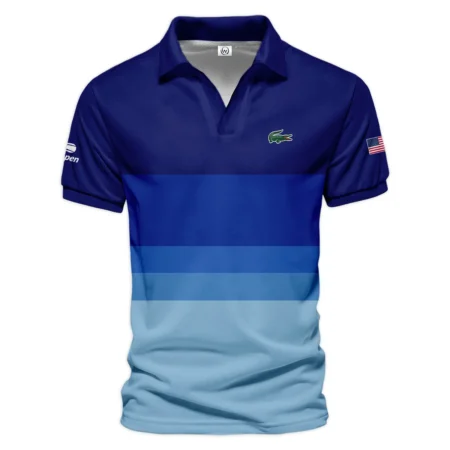 US Open Tennis Blue Gradient Background Lacoste Vneck Polo Shirt Style Classic