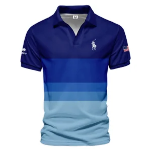 US Open Tennis Blue Gradient Background Ralph Lauren Zipper Polo Shirt Style Classic