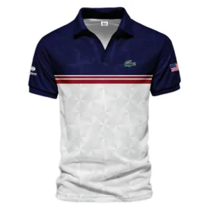 Lacoste US Open Tennis Purple White Red Line Abstract Zipper Polo Shirt Style Classic