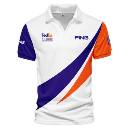 Golf Sport Orange Mix Blue FedEx St. Jude Championship Pinehurst Ping Vneck Polo Shirt Style Classic
