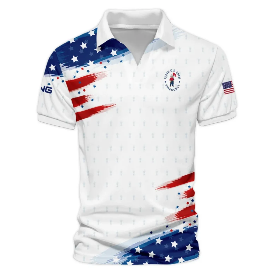 Golf Flag American Sport Love 124th U.S. Open Pinehurst Ping Vneck Polo Shirt Style Classic