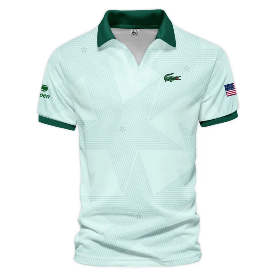 Tennis Pattern Star Light Green US Open Tennis Lacoste Vneck Polo Shirt Style Classic