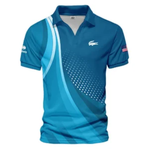 Tennis Blue Gradiend US Open Tennis Lacoste Zipper Polo Shirt Style Classic