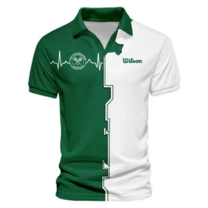 Tennis Love Green Color Wimbledon Championships Champions Wilson Performance Zipper Polo Shirt