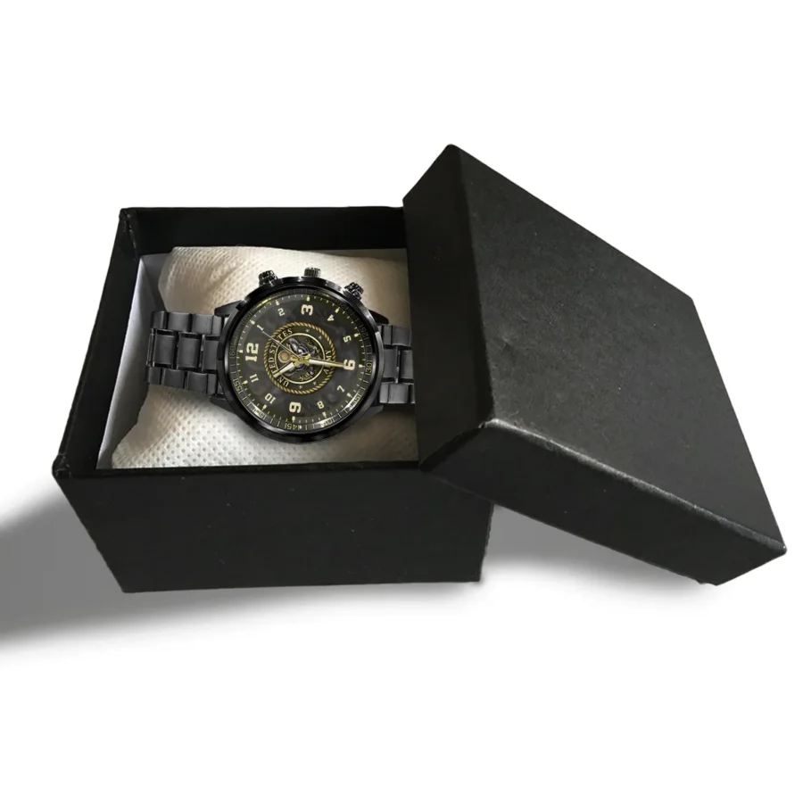 U.S. Army Logo Black Stainless Steel Watch Gift For Soldiers