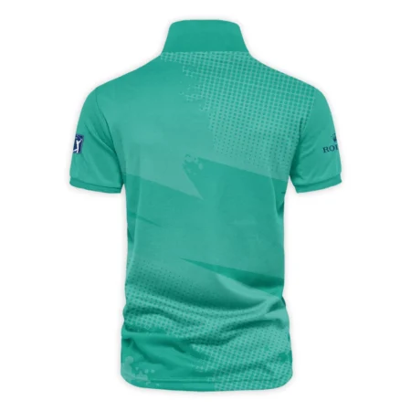 Golf Sport Pattern Green Mix Color 124th U.S. Open Pinehurst Rolex Vneck Polo Shirt Style Classic