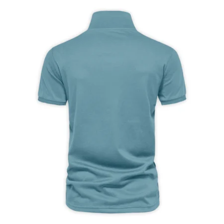 124th U.S. Open Pinehurst Golf Sport Mostly Desaturated Dark Blue Yellow Cobra Golf Vneck Polo Shirt Style Classic