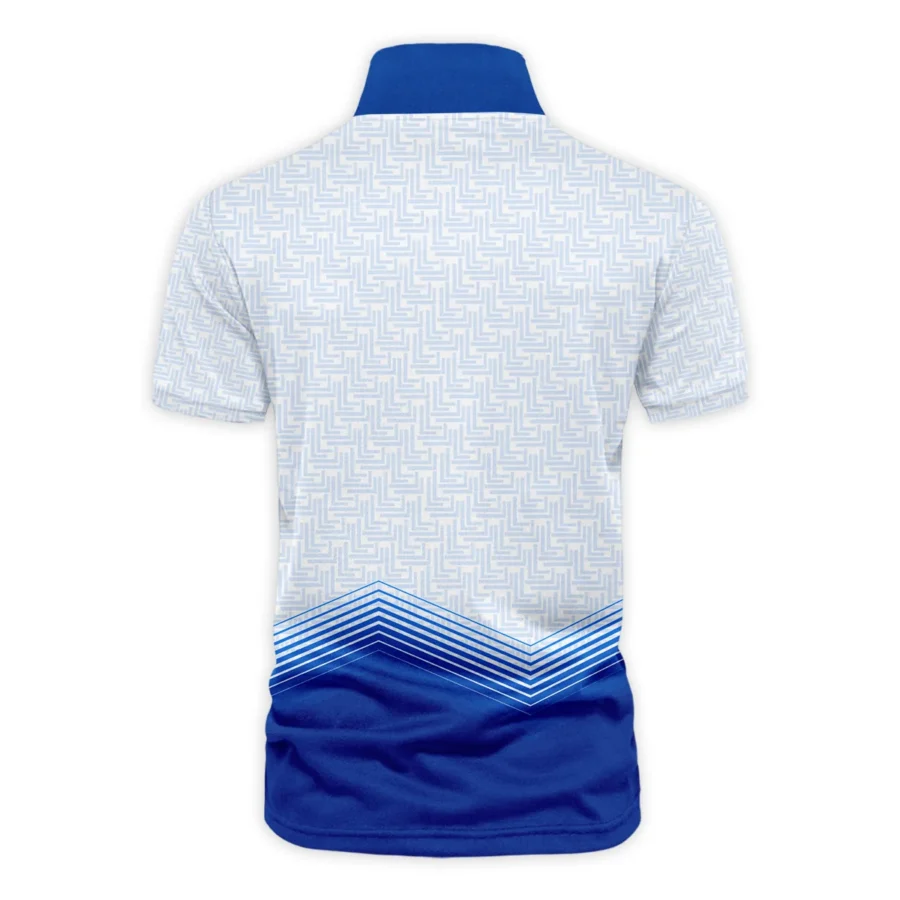 124th U.S. Open Pinehurst Blue Gradient Pattern White  Cobra Golf Vneck Polo Shirt Style Classic