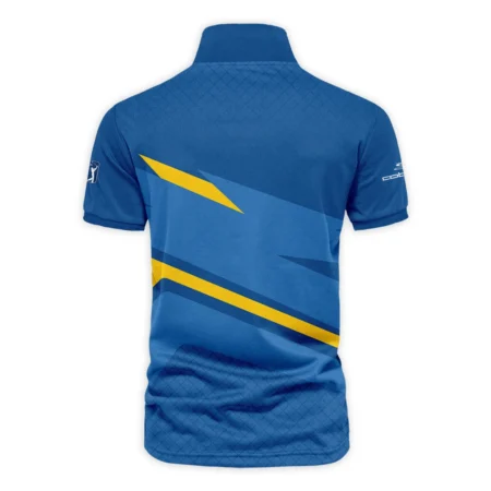 Cobra Golf 124th U.S. Open Pinehurst Blue Yellow Mix Pattern Vneck Polo Shirt Style Classic