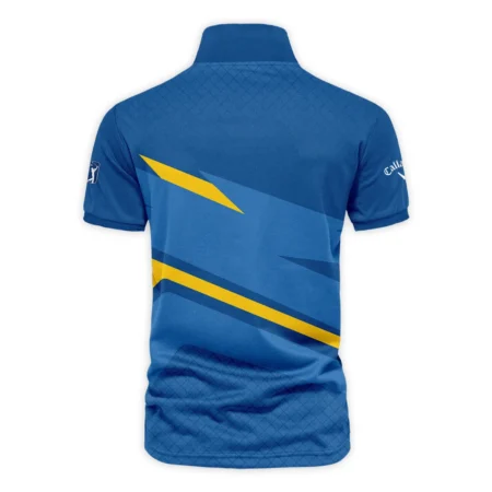 Callaway 124th U.S. Open Pinehurst Blue Yellow Mix Pattern Vneck Polo Shirt Style Classic