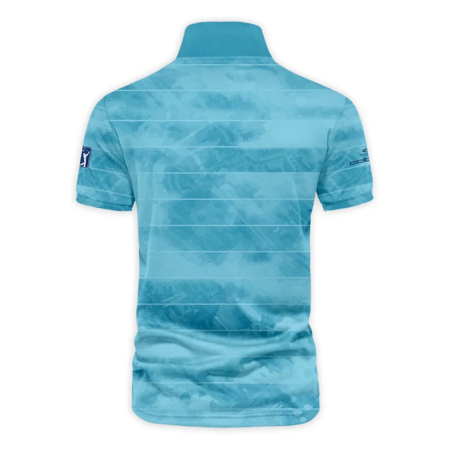 Cobra Golf 124th U.S. Open Pinehurst Blue Abstract Background Line Vneck Polo Shirt Style Classic