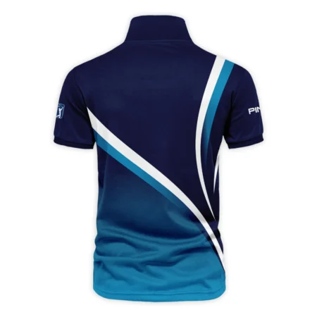 Ping 124th U.S. Open Pinehurst Dark Blue Gradient Abstract White Background  Vneck Polo Shirt Style Classic