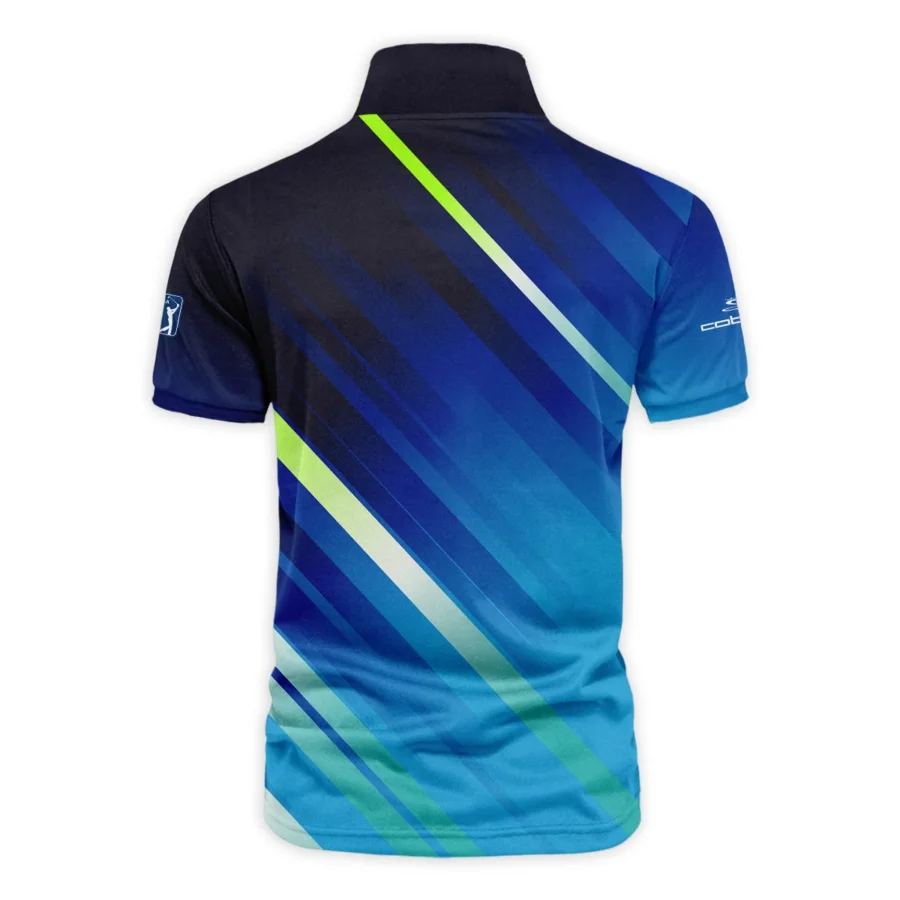 Cobra Golf 124th U.S. Open Pinehurst Green Dark Blue Gradient Abstract Yellow Vneck Polo Shirt Style Classic