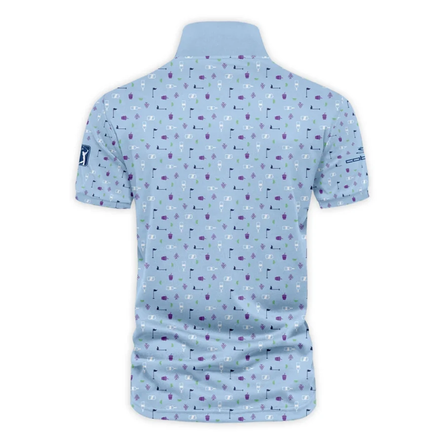 124th U.S. Open Pinehurst Cobra Golf  Golf Icons Pattern Light Blue Vneck Polo Shirt Style Classic