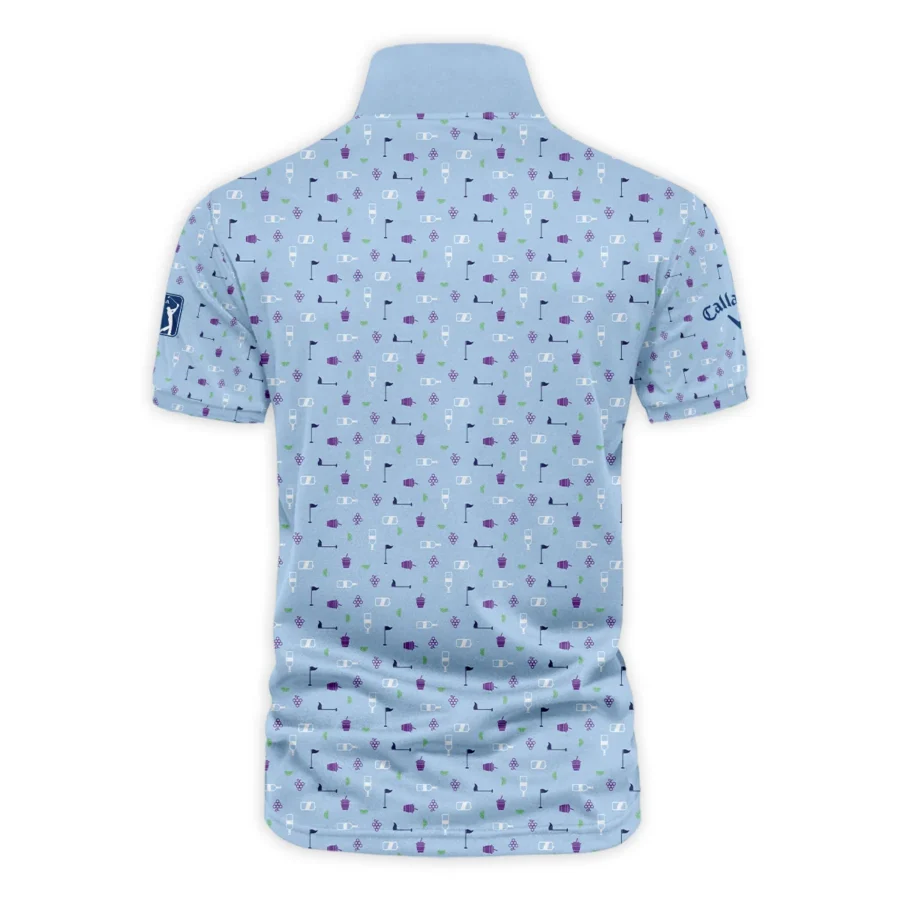 124th U.S. Open Pinehurst Callaway Golf Icons Pattern Light Blue Vneck Polo Shirt Style Classic