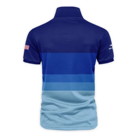 US Open Tennis Blue Gradient Background Ralph Lauren Vneck Polo Shirt Style Classic