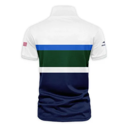 Lacoste US Open Tennis Green Blue White Pattern Vneck Polo Shirt Style Classic