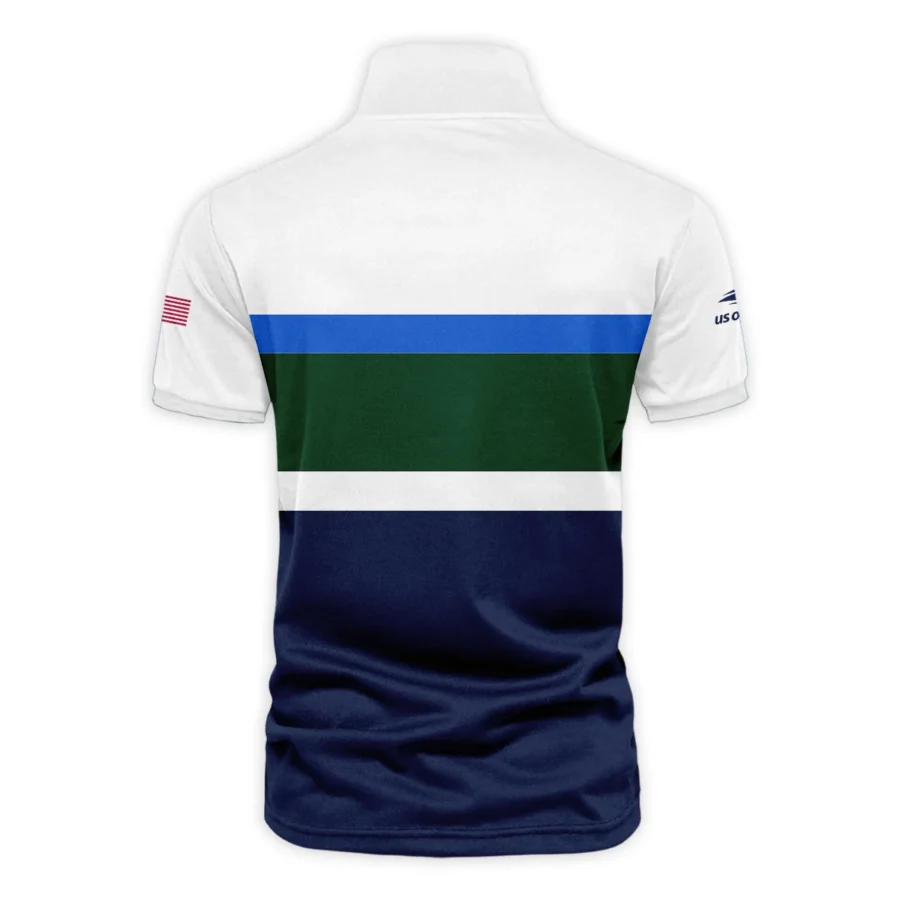 Ralph Lauren US Open Tennis Green Blue White Pattern Vneck Polo Shirt Style Classic