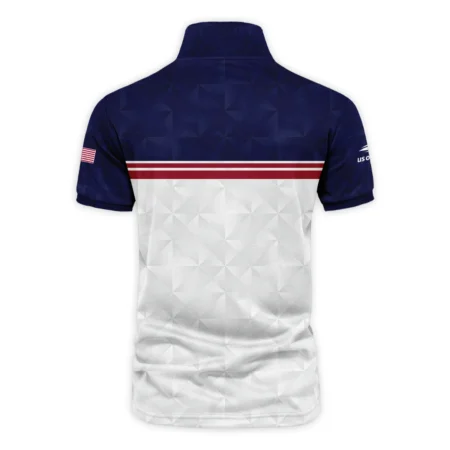 Lacoste US Open Tennis Purple White Red Line Abstract Vneck Polo Shirt Style Classic