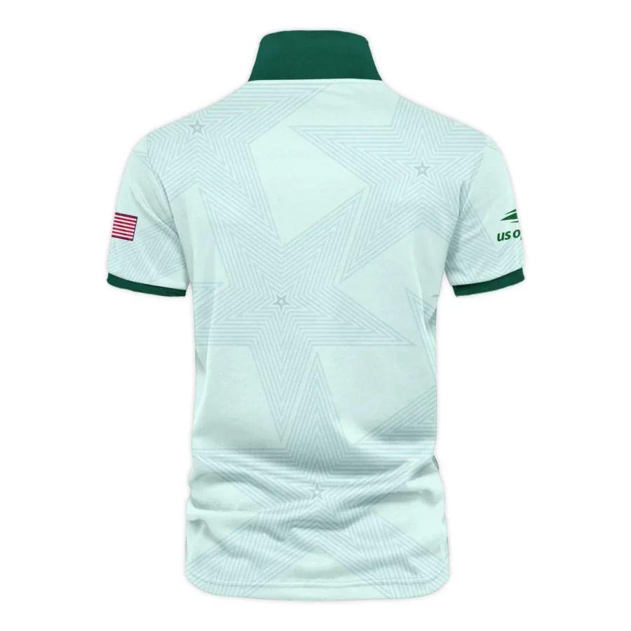 Tennis Pattern Star Light Green US Open Tennis Lacoste Vneck Polo Shirt Style Classic