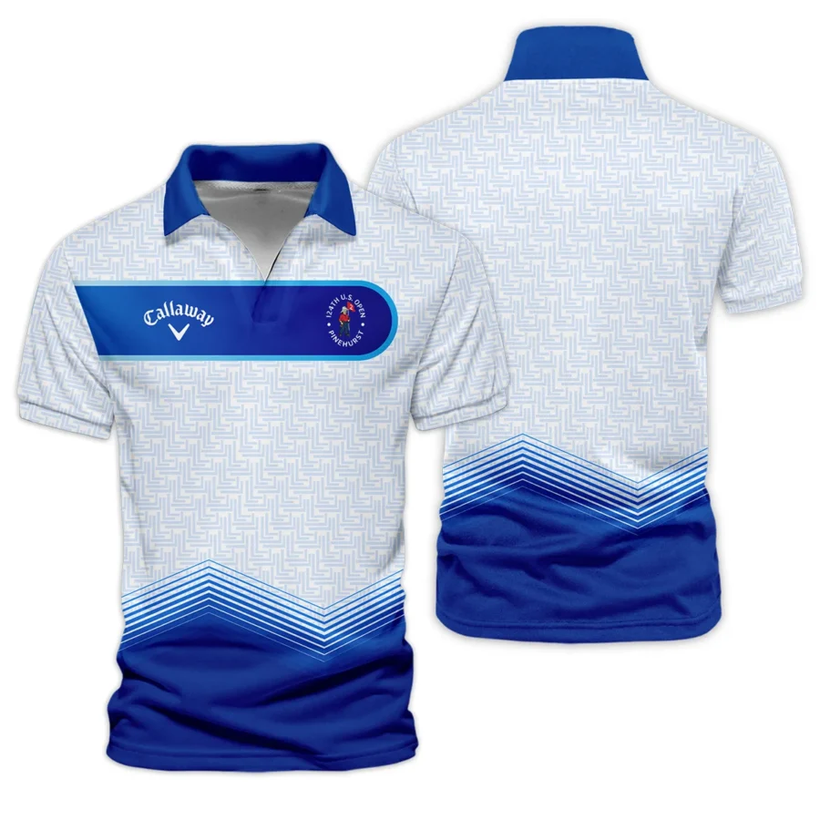 124th U.S. Open Pinehurst Blue Gradient Pattern White  Callaway Vneck Polo Shirt Style Classic