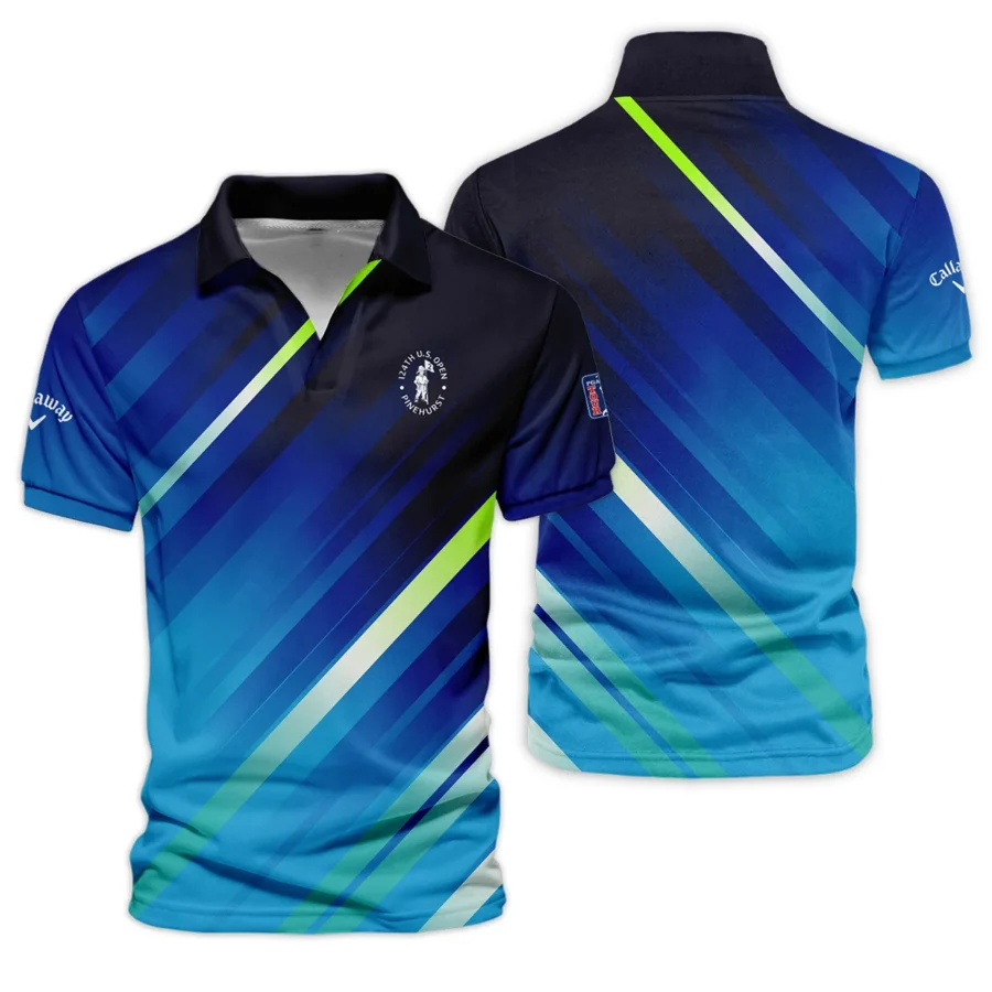 Callaway 124th U.S. Open Pinehurst Green Dark Blue Gradient Abstract Yellow Vneck Polo Shirt Style Classic