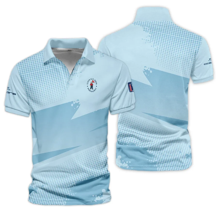 124th U.S. Open Pinehurst Cobra Golf  Light Blue Backgound Vneck Polo Shirt Style Classic