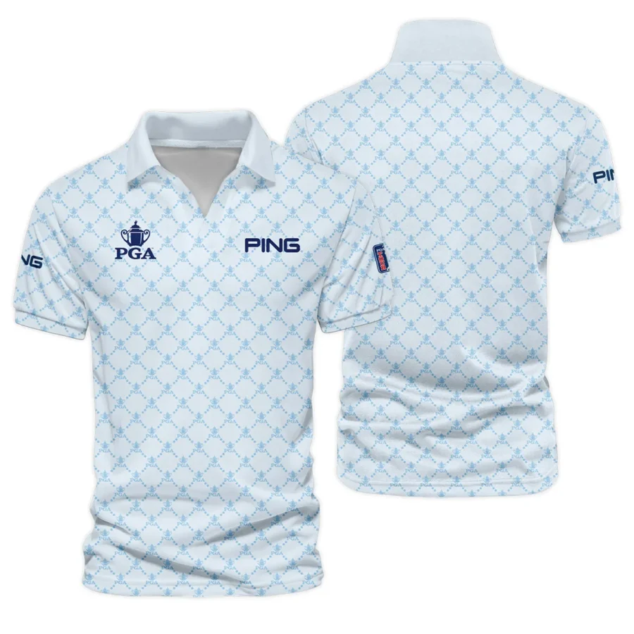 Golf Sport Pattern Light Blue Style 2024 PGA Championship Valhalla Ping Vneck Polo Shirt Style Classic