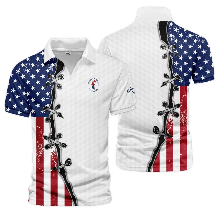 Golf Flag American Pattern Ball 124th U.S. Open Pinehurst Pinehurst Callaway Vneck Polo Shirt Style Classic