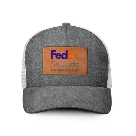 Jean Texture Leather Tag FedEx St. Jude Championship All Over Print Trucker Cap