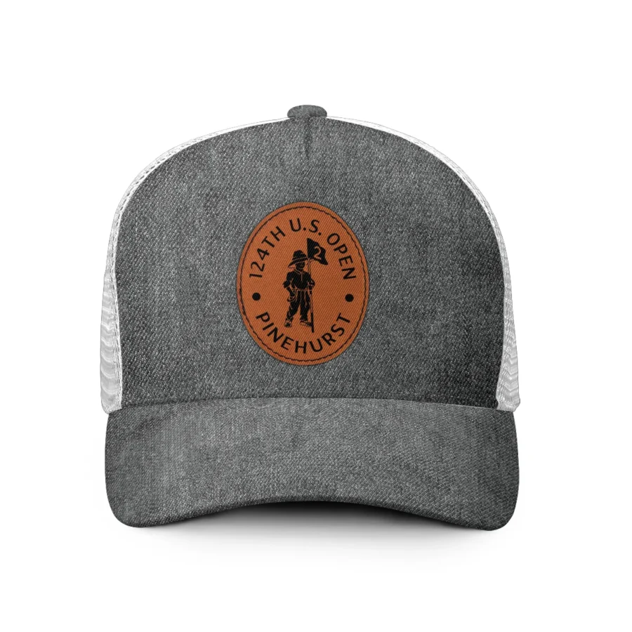 124th U.S. Open Pinehurst Grey Jean Texture Leather Tag All Over Print Trucker Cap