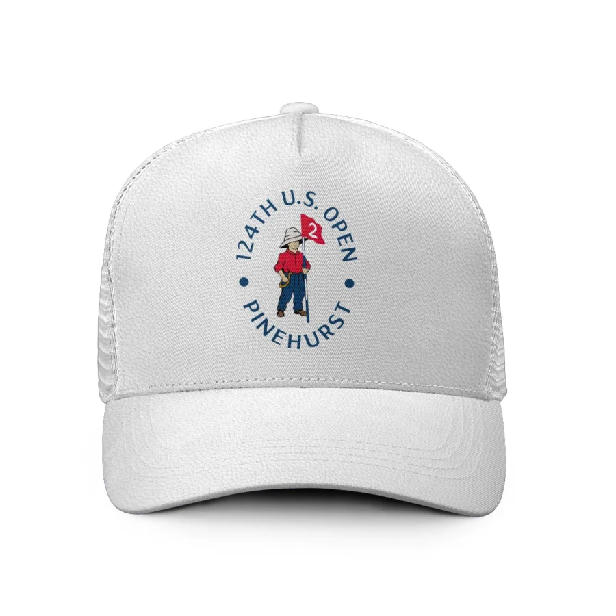 124th U.S. Open Pinehurst All White Leather Texture All Over Print Trucker Cap