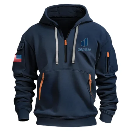 Classic Fashion Deuter Camping Color Navy Hoodie Half Zipper