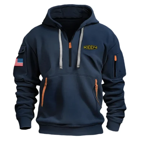 Classic Fashion Keen Camping Color Navy Hoodie Half Zipper