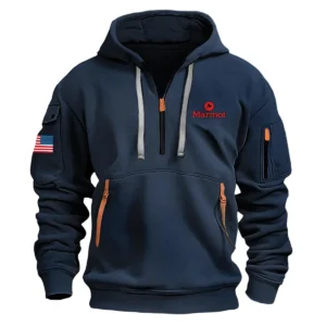 Classic Fashion Marmot Camping Color Navy Hoodie Half Zipper