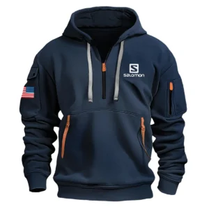 Classic Fashion Salomon Camping Color Black Hoodie Half Zipper