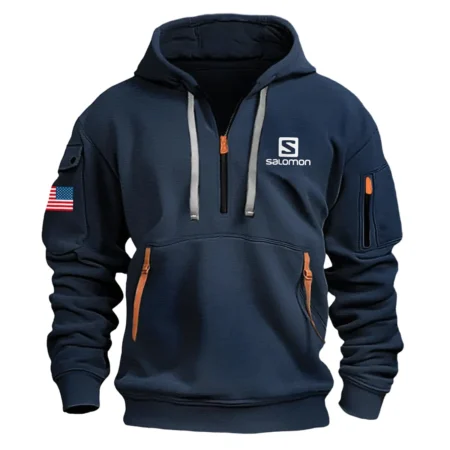 Classic Fashion Salomon Camping Color Navy Hoodie Half Zipper