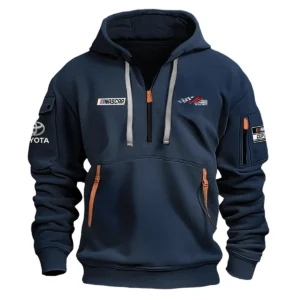 Classic Fashion Joe Gibbs Racing Nascar Cup Series Color Navy Hoodie Half Zipper