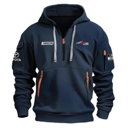 Classic Fashion Joe Gibbs Racing Nascar Cup Series Color Navy Hoodie Half Zipper