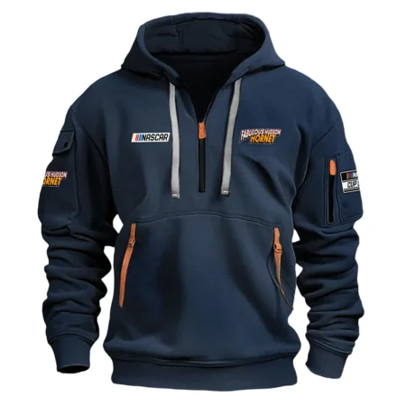 Classic Fashion Hudson Nascar Cup Series Color Navy Hoodie Half Zipper