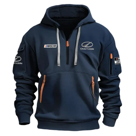 Classic Fashion Oldsmobile Nascar Cup Series Color Navy Hoodie Half Zipper