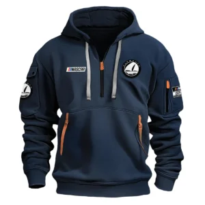 Classic Fashion Plymouth Nascar Cup Series Color Navy Hoodie Half Zipper