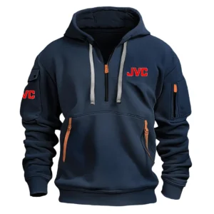 JVC Classic Fashion Photography Videography Color Black Hoodie Half Zipper