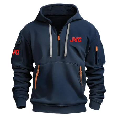 JVC Classic Fashion Photography Videography Color Navy Hoodie Half Zipper