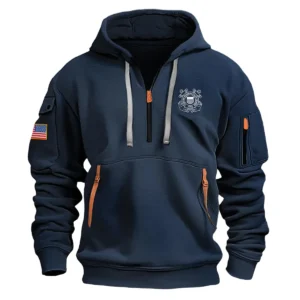 Classic Fashion U.S. Coast Guard Color Navy Hoodie Half Zipper